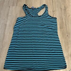 Kaisely Teal and Black Striped Tank Dress